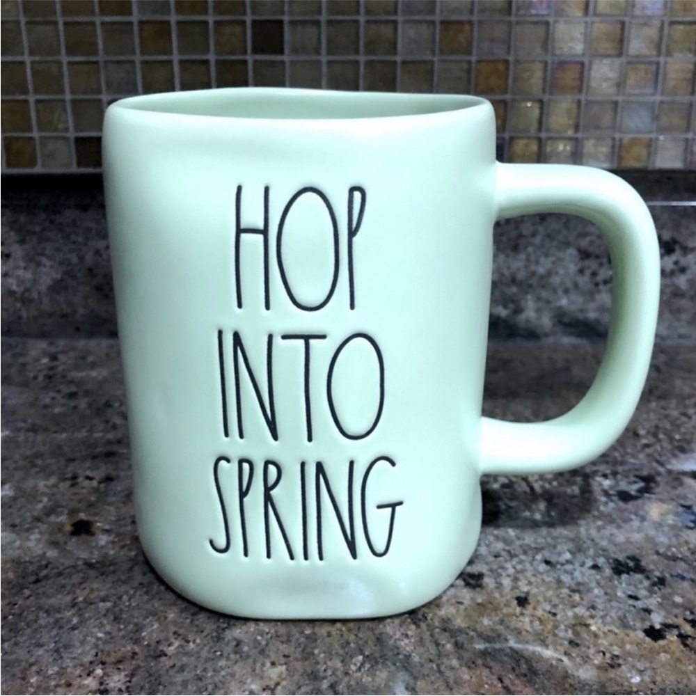 RAE DUNN "Hop into Spring" 16oz Green Mug
